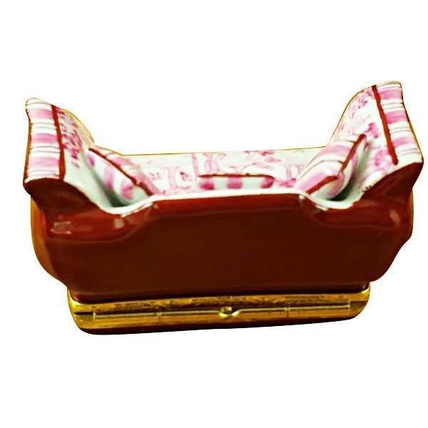 Porcelain Pink Toile Sofa with Pillows Limoges Box, view 2