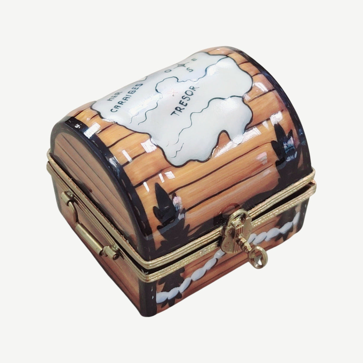 Pirate Chest Trunk Antique Limoges Box Figurine, view 2
