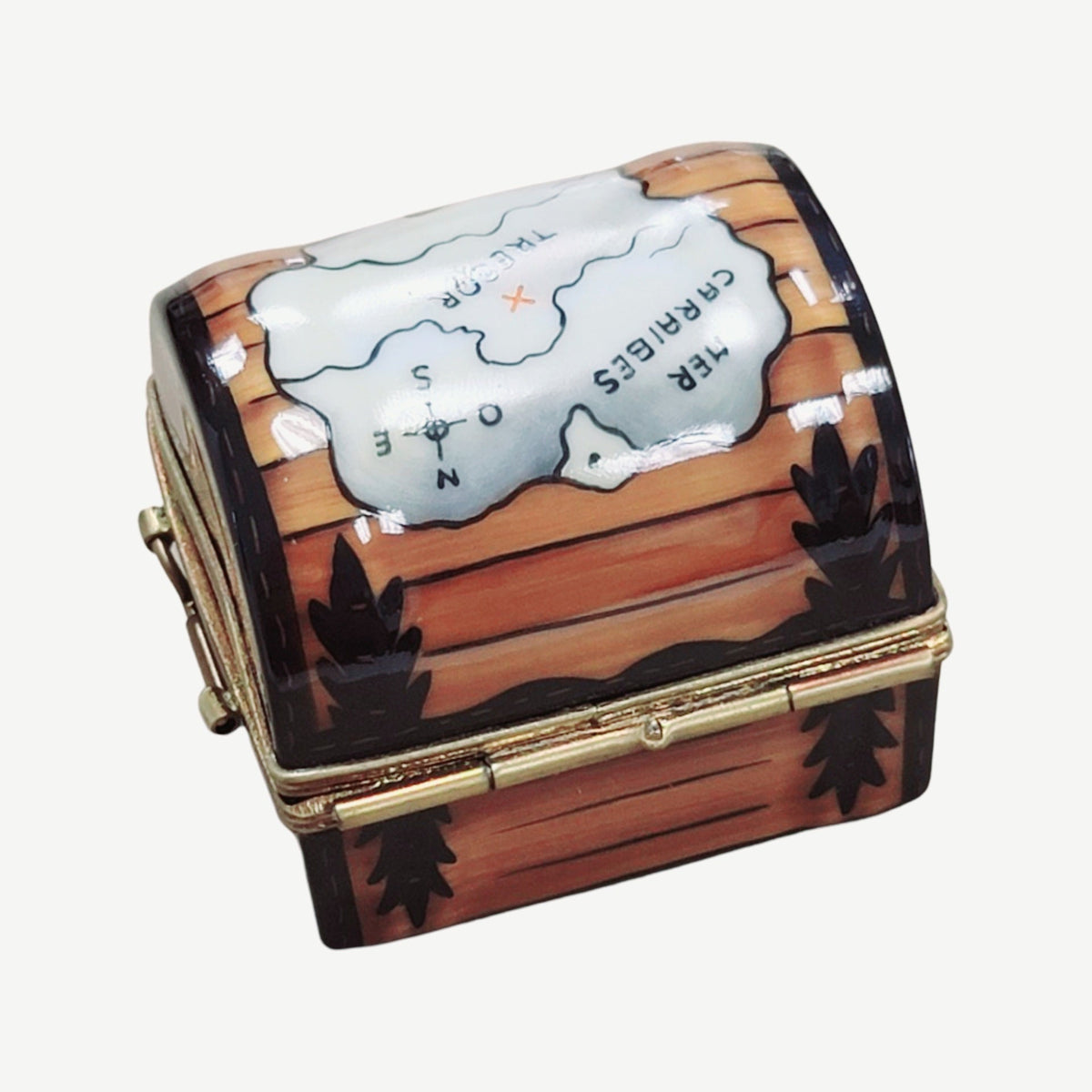 Pirate Chest Trunk Antique Limoges Box Figurine, view 3