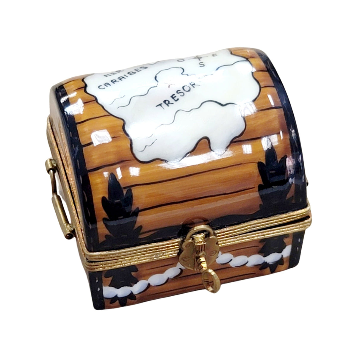 Pirate Chest Trunk Antique Limoges Box Figurine, view 6