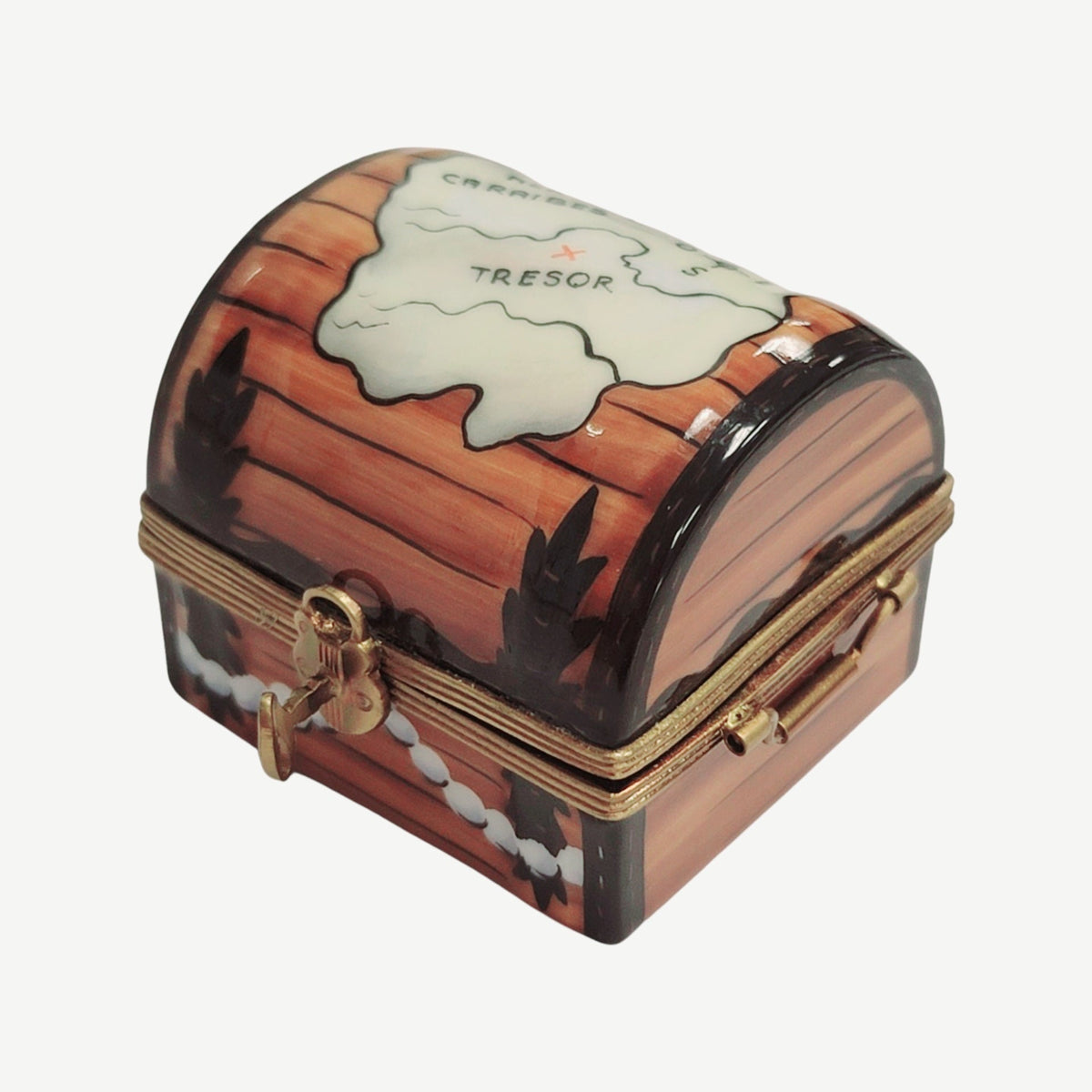 Pirate Chest Trunk Antique Limoges Box Figurine, view 7