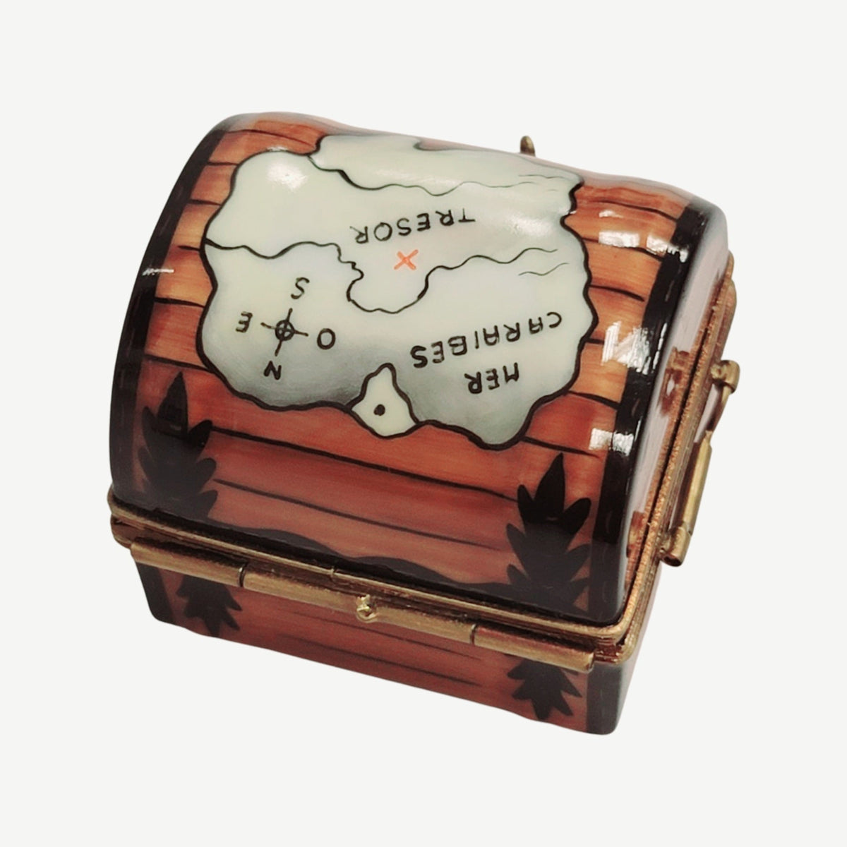 Pirate Chest Trunk Antique Limoges Box Figurine, view 9