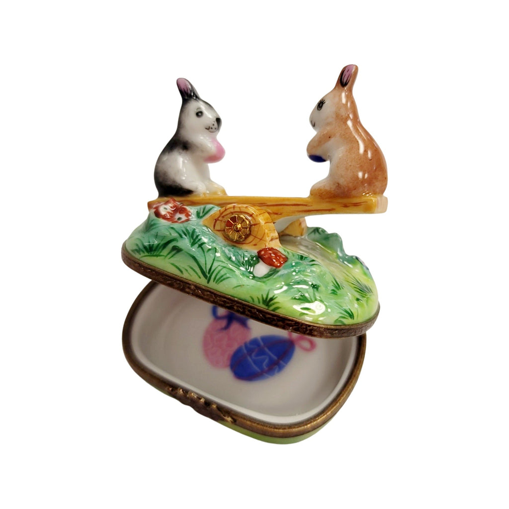 See Saw Rabbits Limoges Box Trinket, view 2