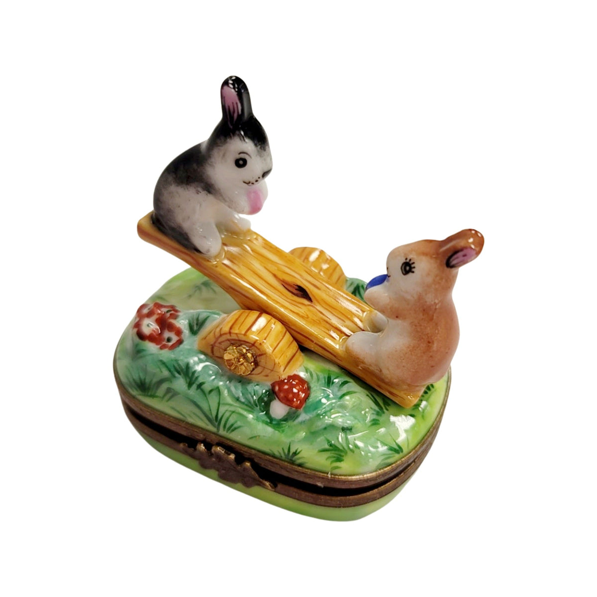 See Saw Rabbits Limoges box, an heirloom-quality piece for collectors