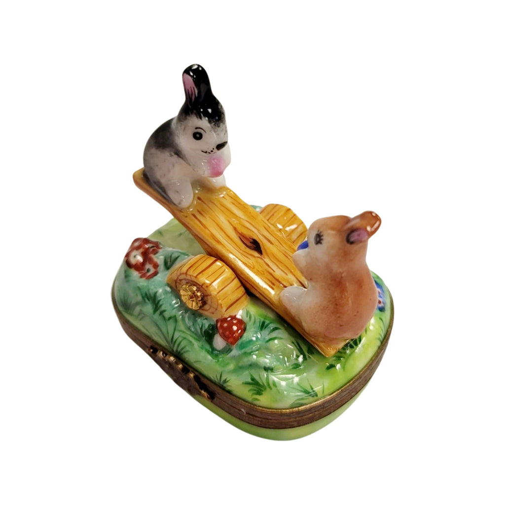 See Saw Rabbits Limoges Box Trinket, view 4