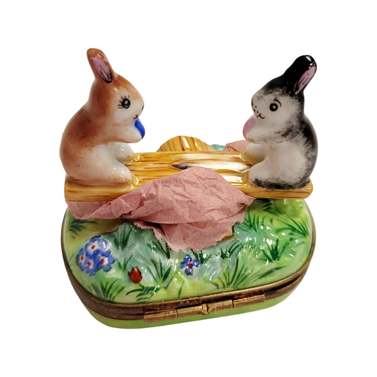See Saw Rabbits Limoges Box Trinket, view 6