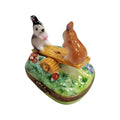 See Saw Rabbits Limoges Box Trinket, a hand-painted Limoges porcelain gift