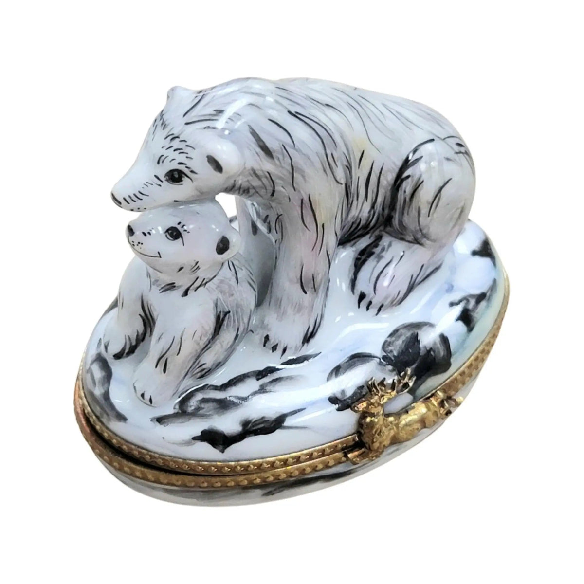 Polar Bear and Cub Well Detailed Limoges Box Figurine, view 10
