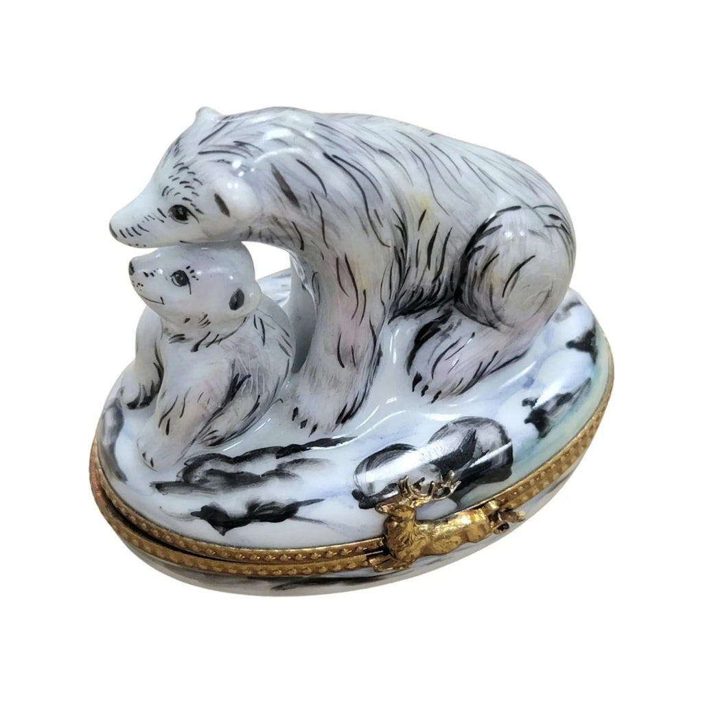 Polar Bear and Cub Well Detailed Limoges Box Figurine, view 12