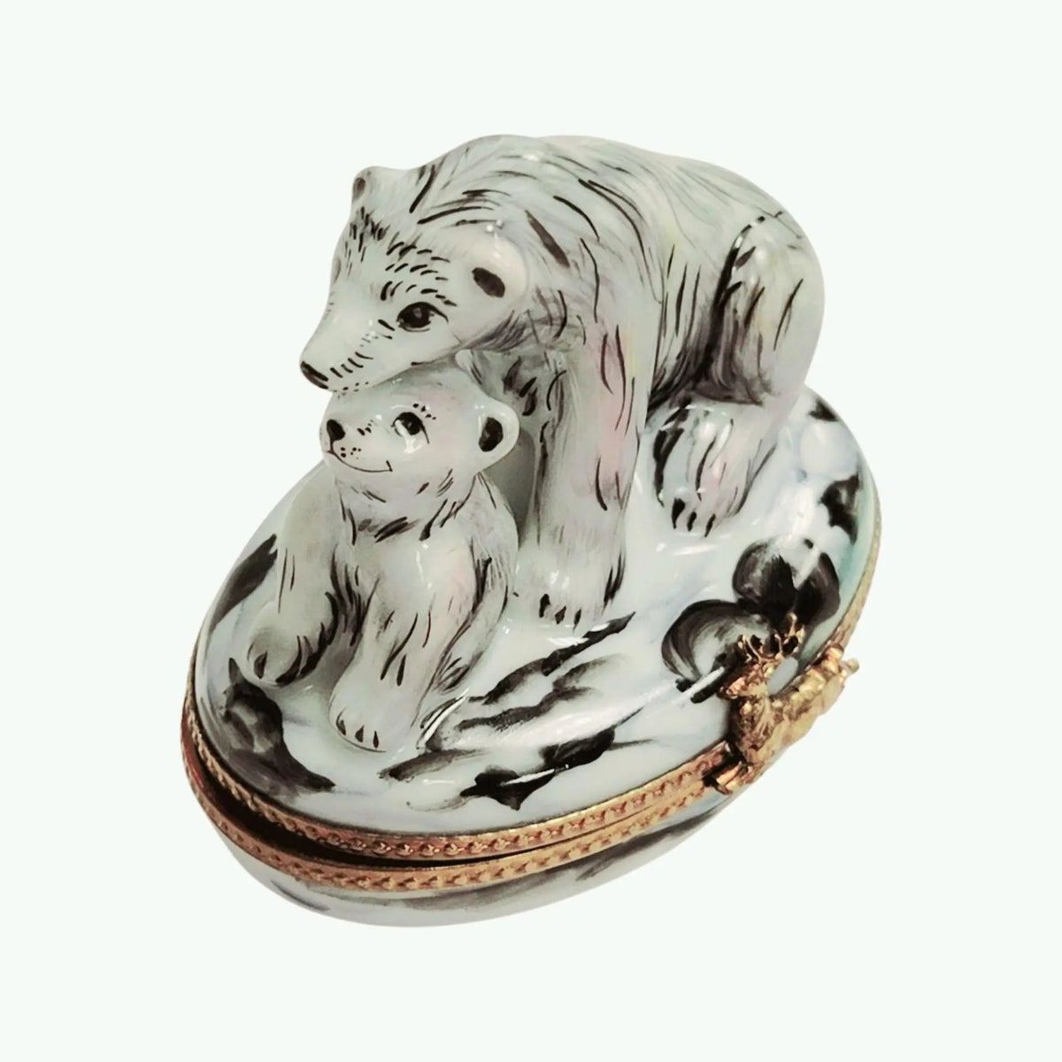 Polar Bear and Cub Well Detailed Limoges Box Figurine, view 13