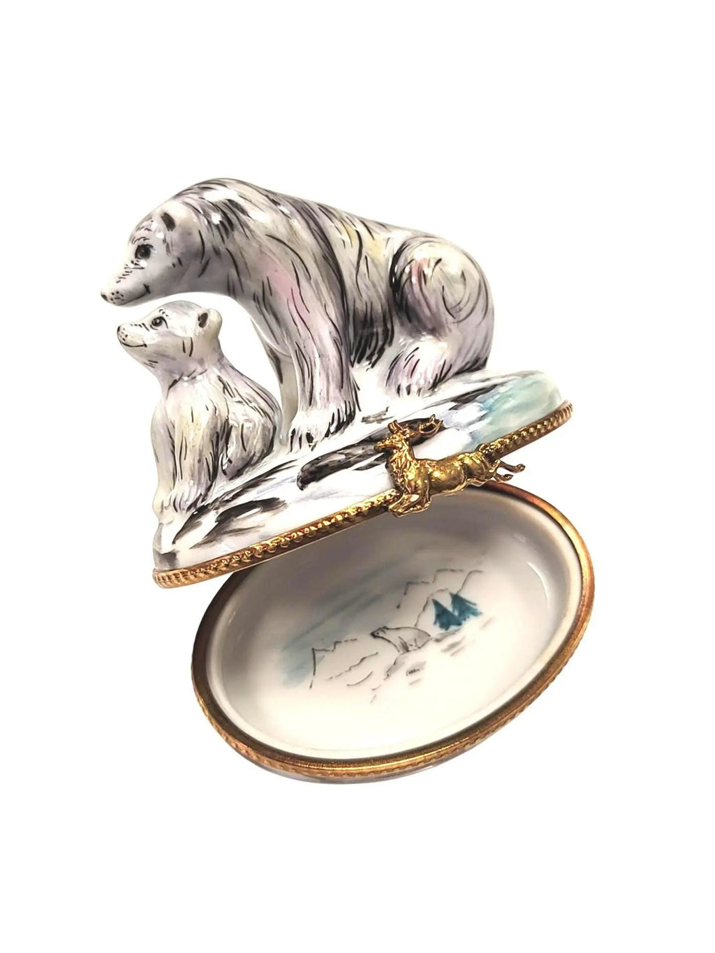 Polar Bear and Cub Well Detailed Limoges Box Figurine, view 2