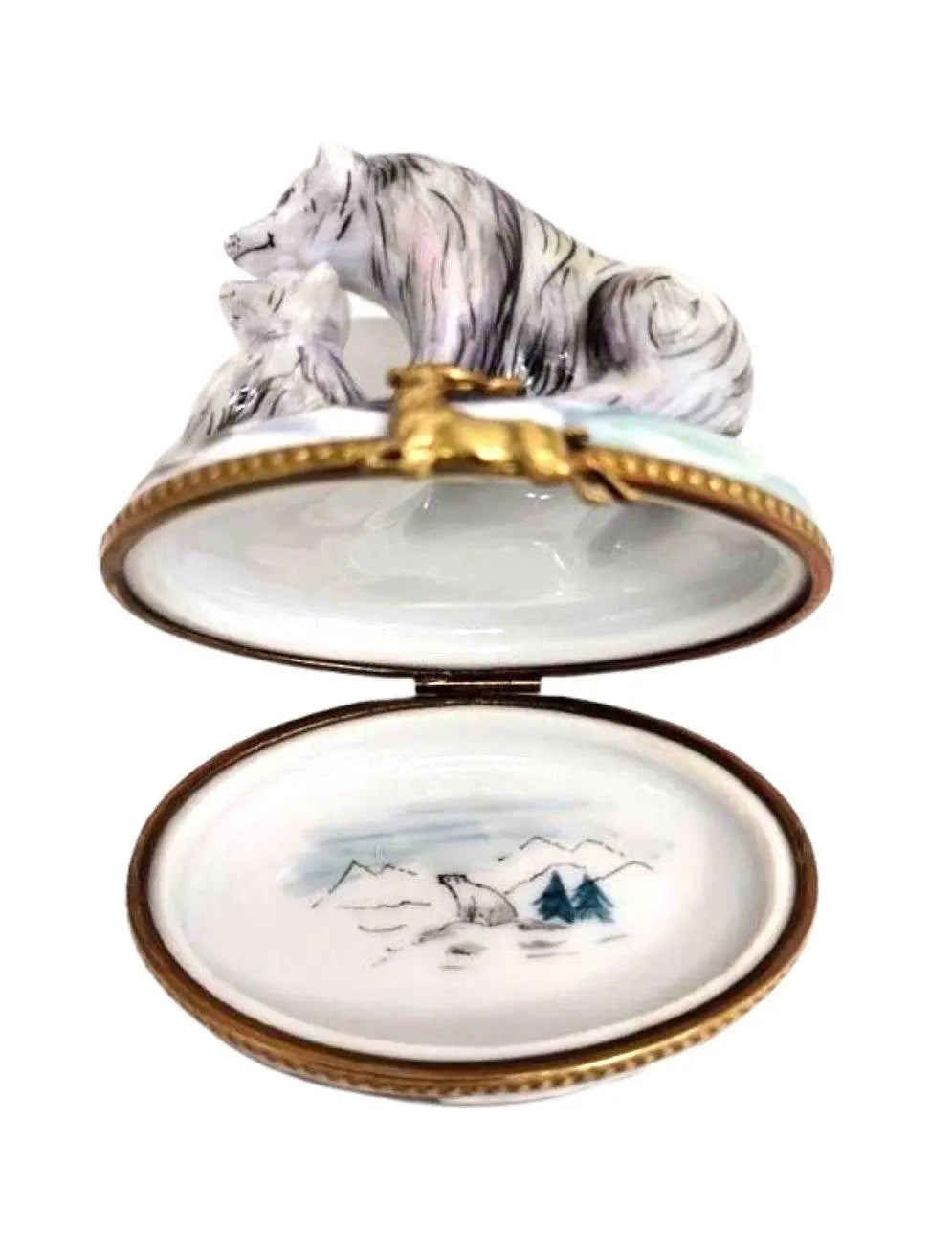 Polar Bear and Cub Well Detailed Limoges Box Figurine, view 4