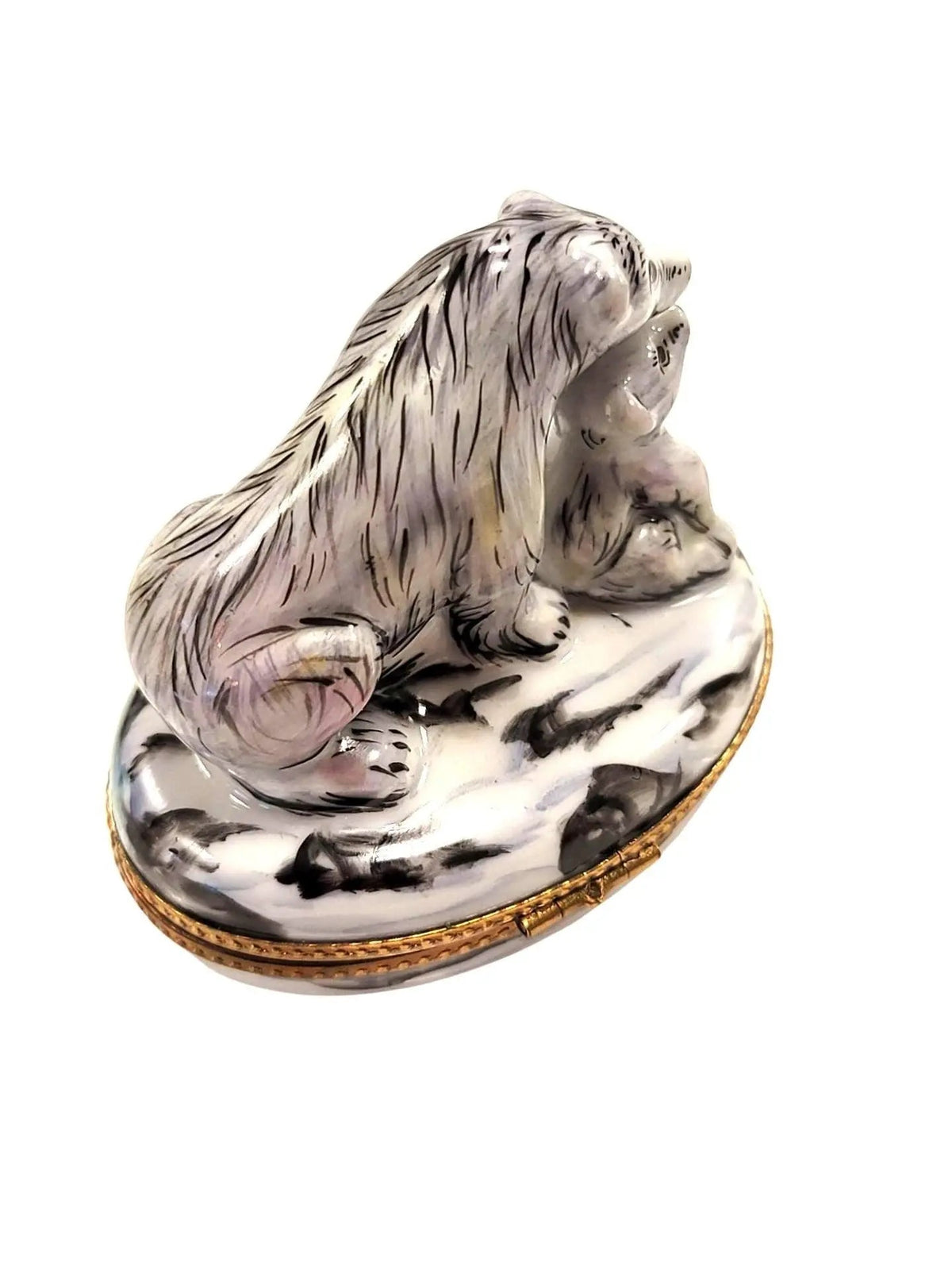 Polar Bear and Cub Well Detailed Limoges Box Figurine, view 5