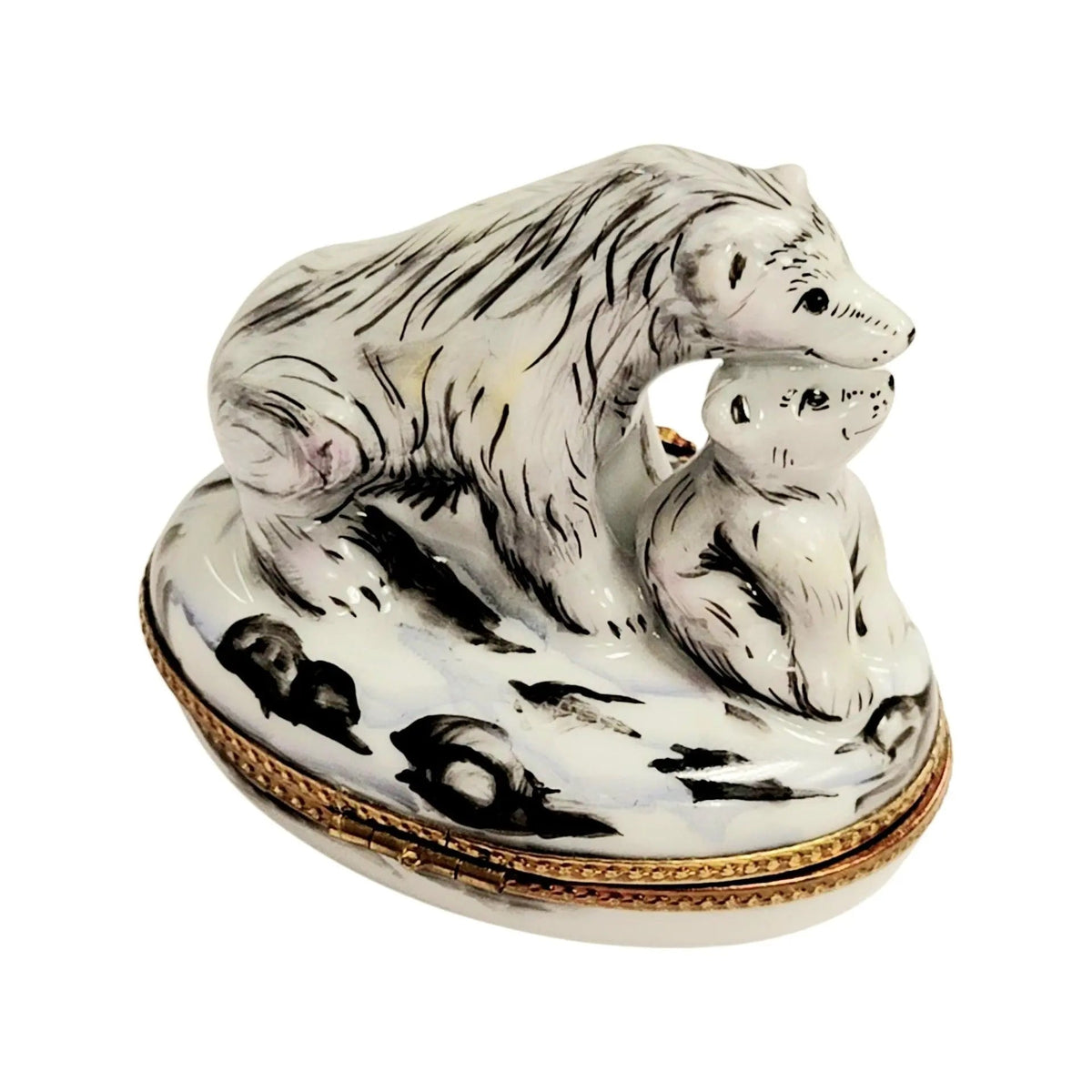 Polar Bear and Cub Well Detailed Limoges Box Figurine, view 7