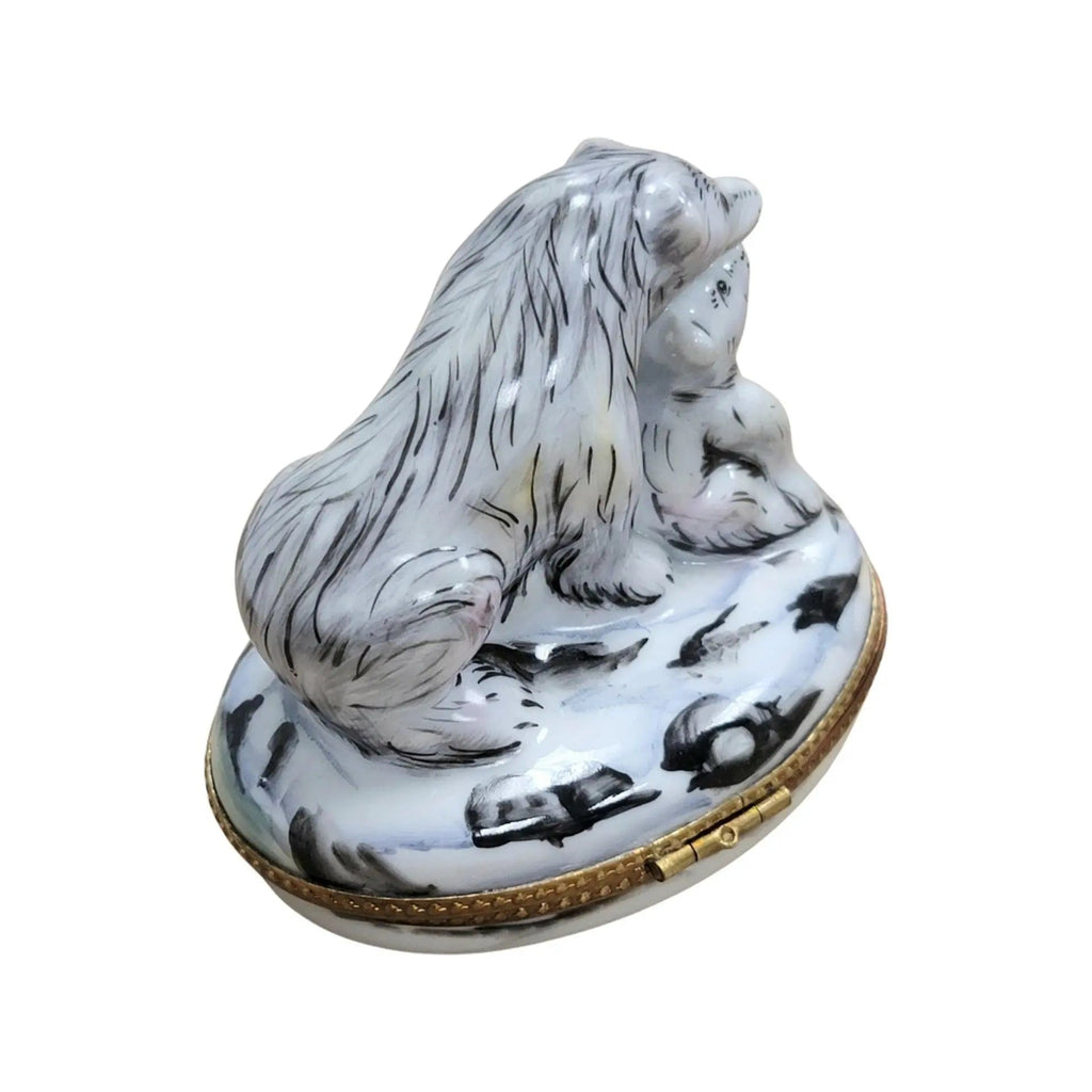 Polar Bear and Cub Well Detailed Limoges Box Figurine, view 9