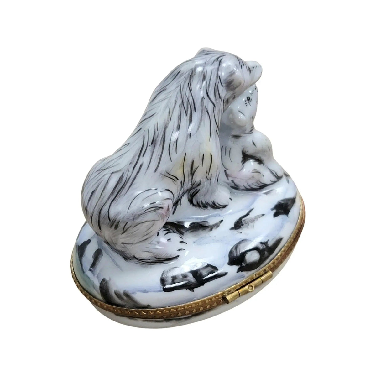 Polar Bear and Cub Well Detailed Limoges Box Figurine, view 9
