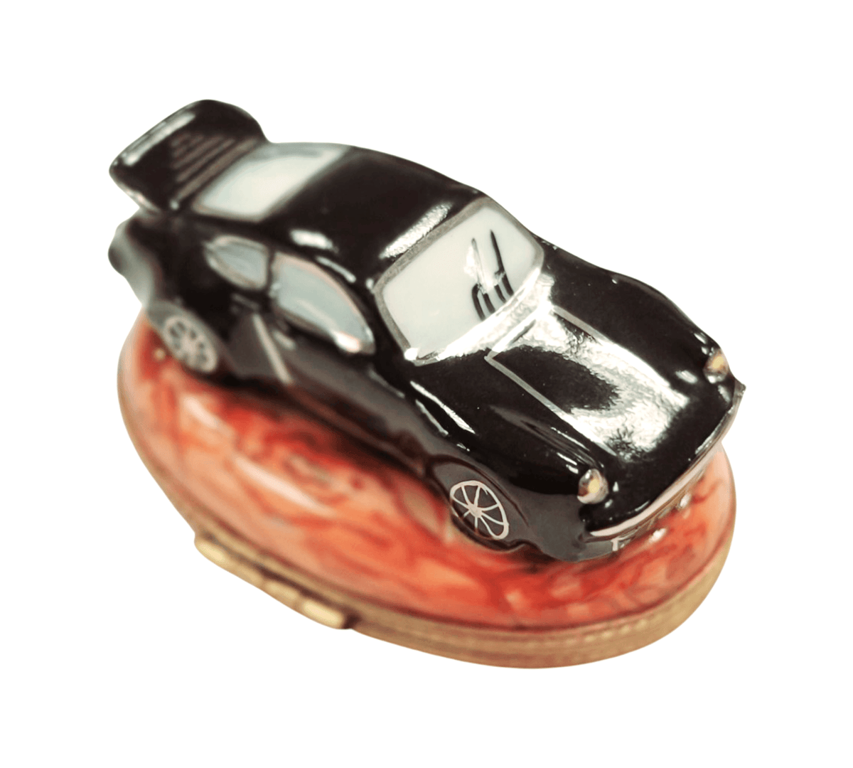 Collectible Race Car Limoges box with artisan brushwork