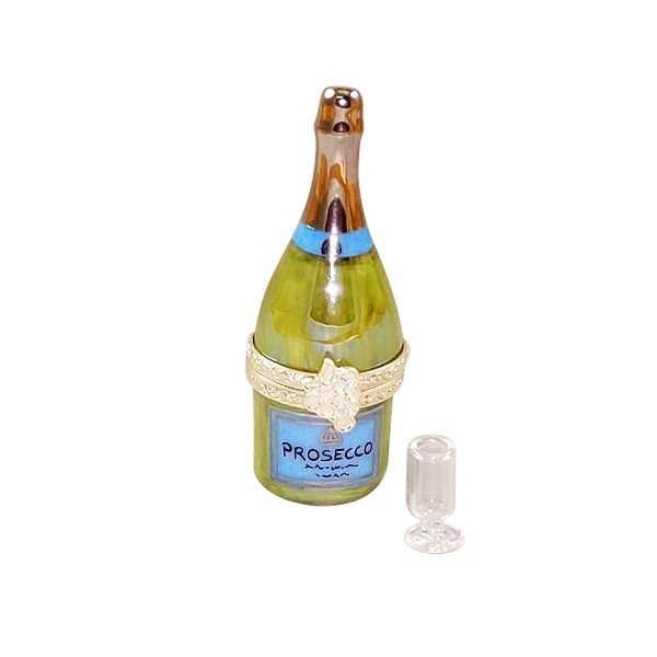 Limoges Boutique presents the Rochard Prosecco Bottle with Flute, a genuine Limoges box painted by hand in France