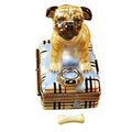 Genuine Rochard Pug with Spilt Water & Removable Bone Limoges box painted by hand in France, from Limoges Boutique