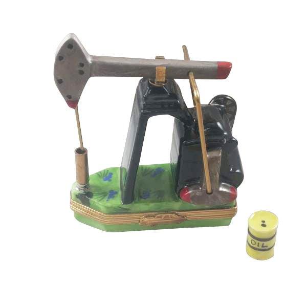 Pump Jack Limoges Box Gift for Collectors, a hand-painted Limoges porcelain gift