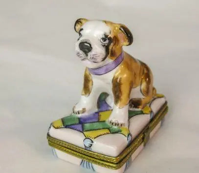 Puppy Dog Limoges box painted by hand in Limoges, France, a gift to treasure