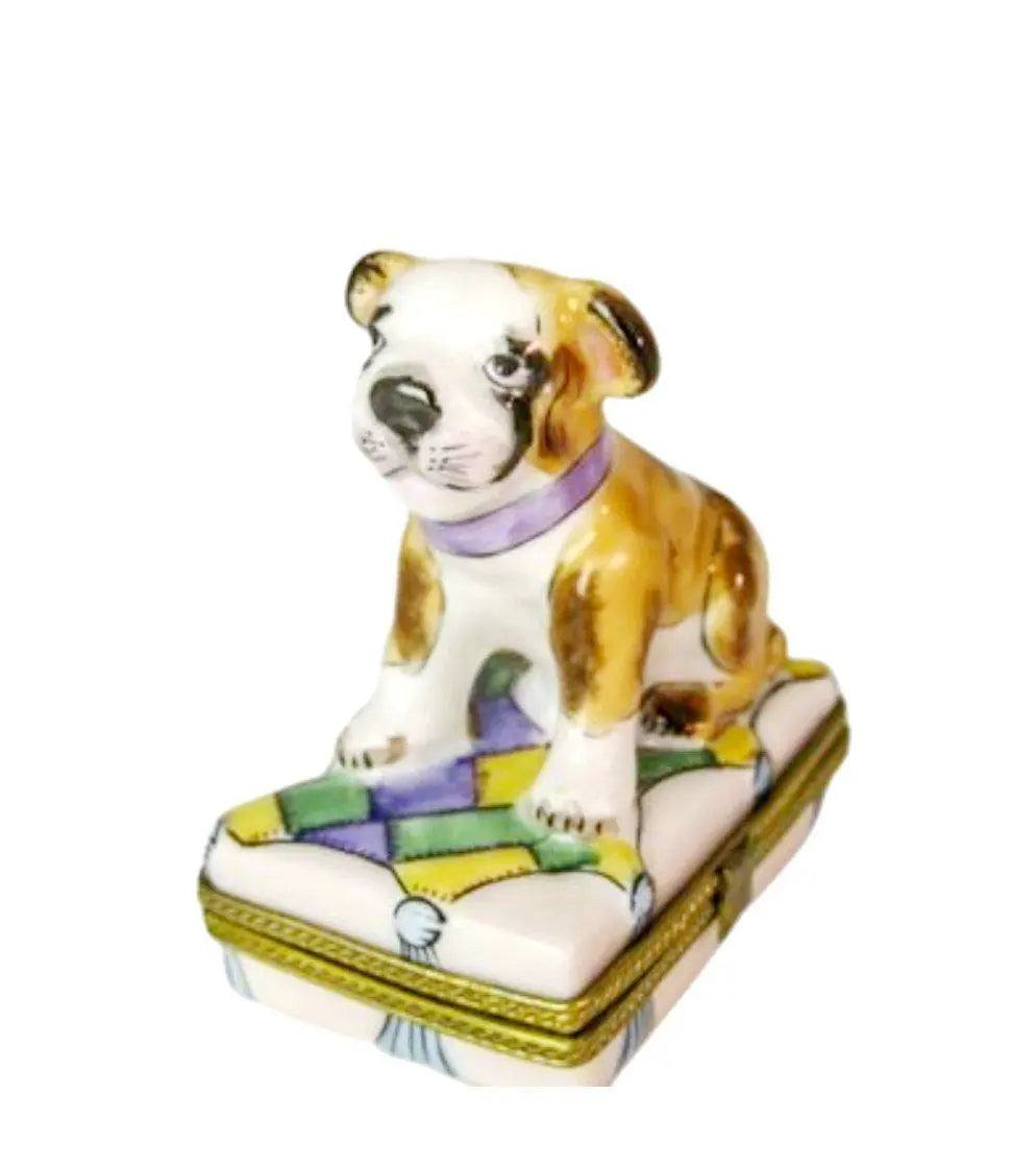 Puppy Dog Porcelain Limoges Porcelain Art Object, a hand-painted Limoges porcelain gift