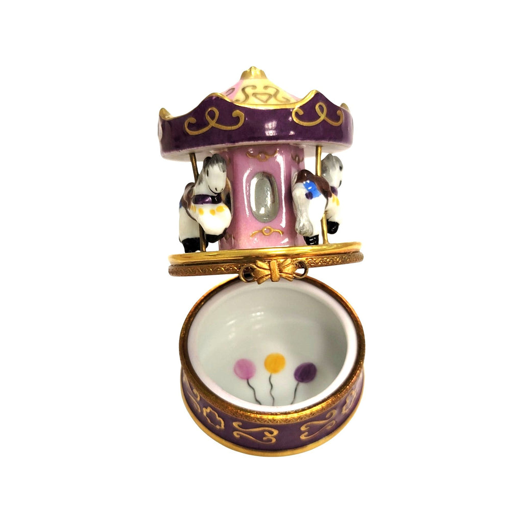 Purple Merry Go Round Carousel Limoges Box Figurine, view 2