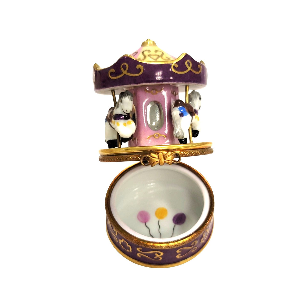 Purple Merry Go Round Carousel Limoges Box Figurine, view 2