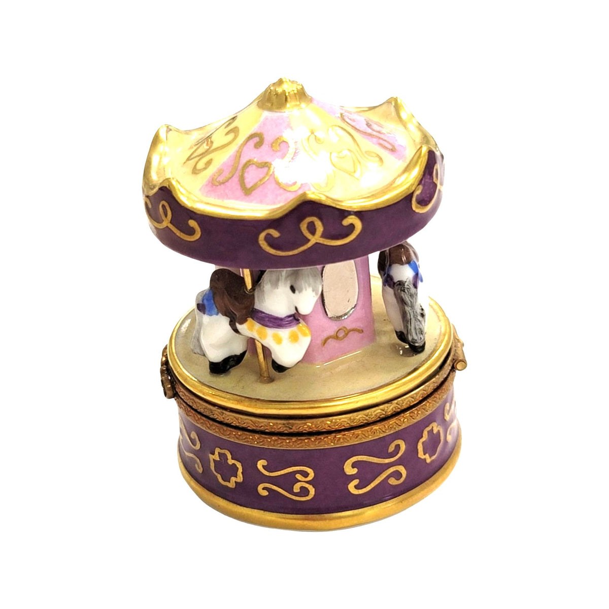 Purple Merry Go Round Carousel Limoges Box Figurine, view 3
