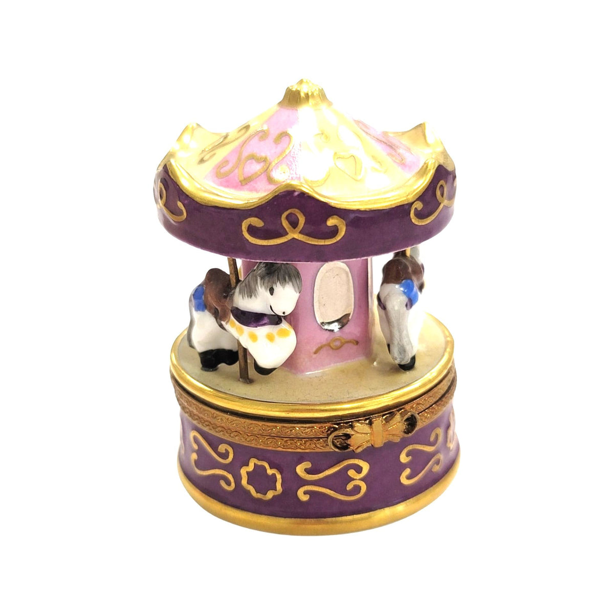 Purple Merry Go Round Carousel Limoges Box Figurine, a hand-painted Limoges porcelain gift