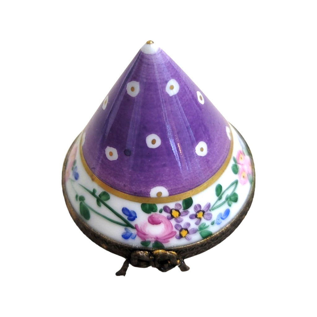 Purple Cone Tent Limoges Porcelain Box, a hand-painted Limoges porcelain gift