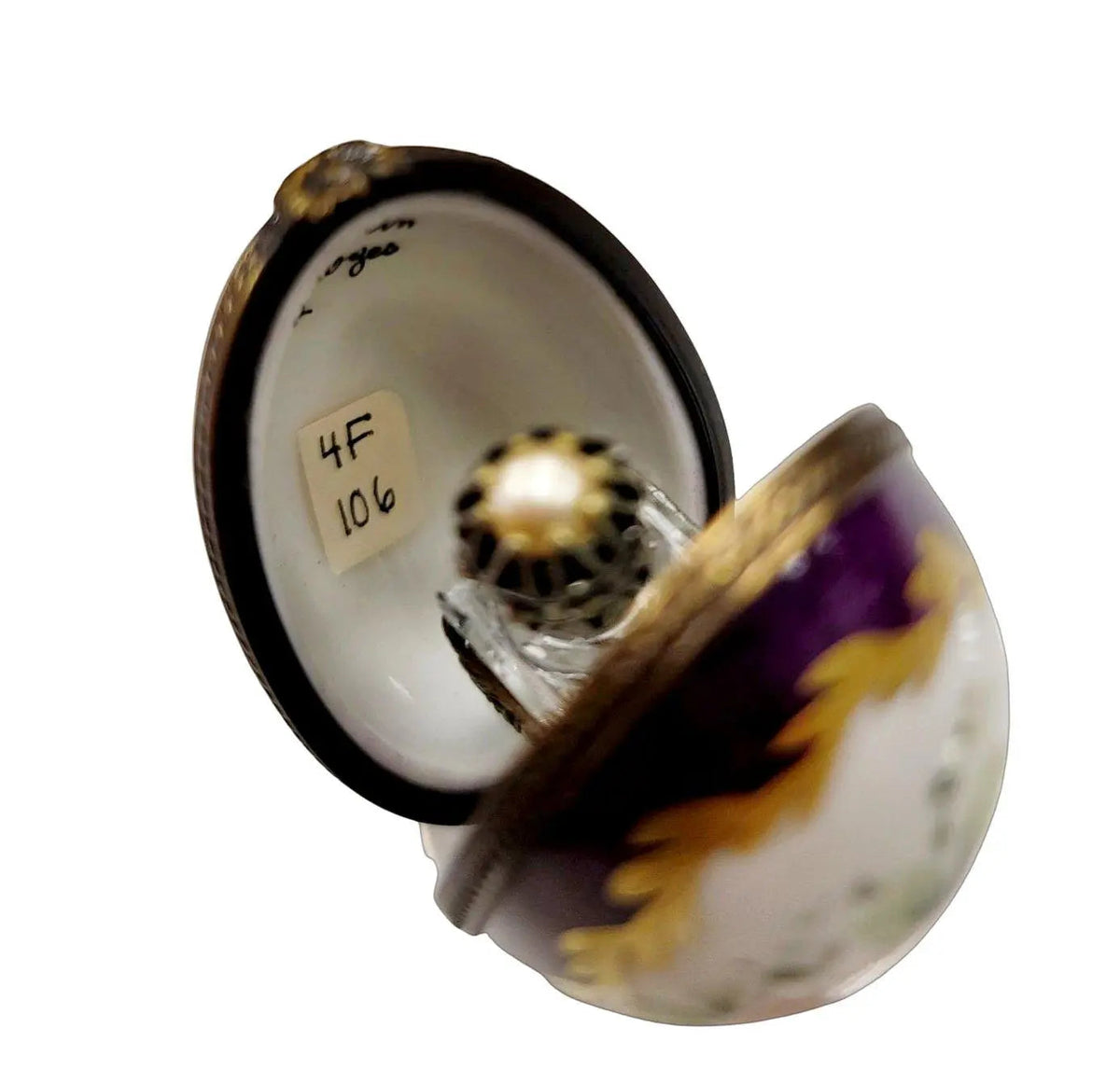 Purple Limoges Porcelain Egg Perfume Box for Collectors, view 10