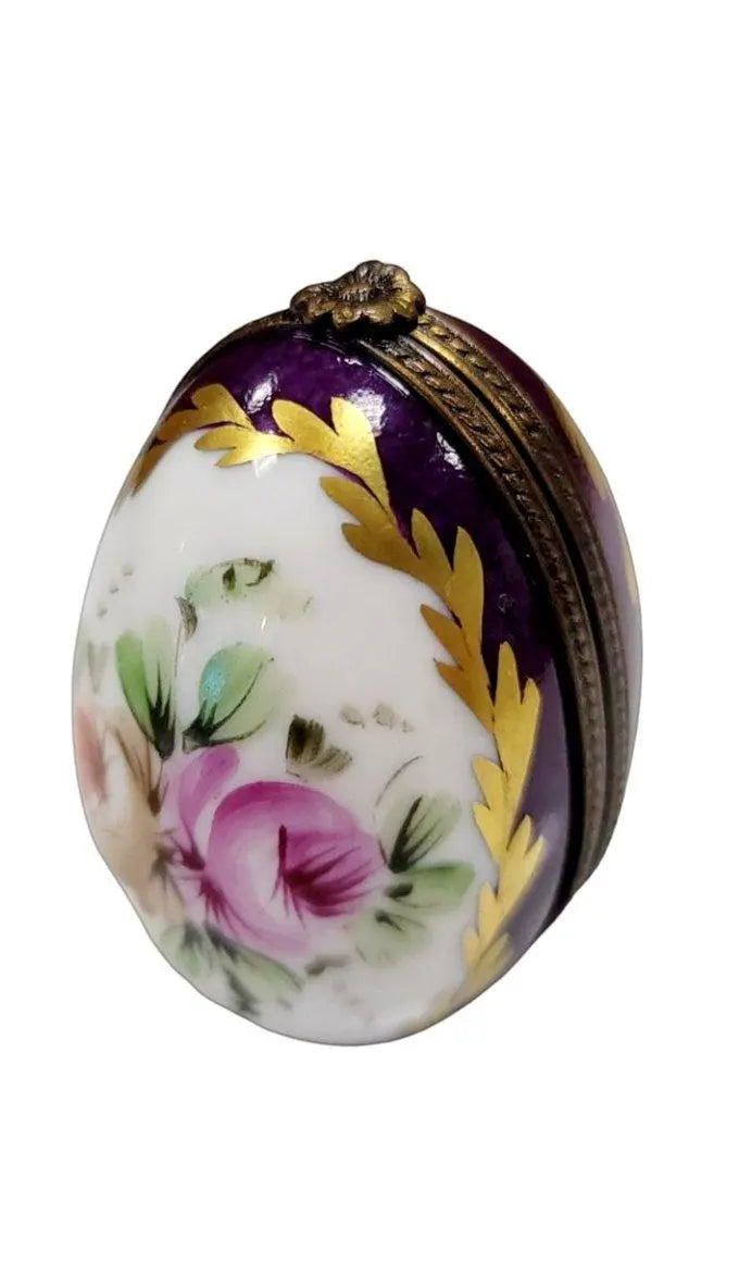 Purple Limoges Porcelain Egg Perfume Box for Collectors, view 6