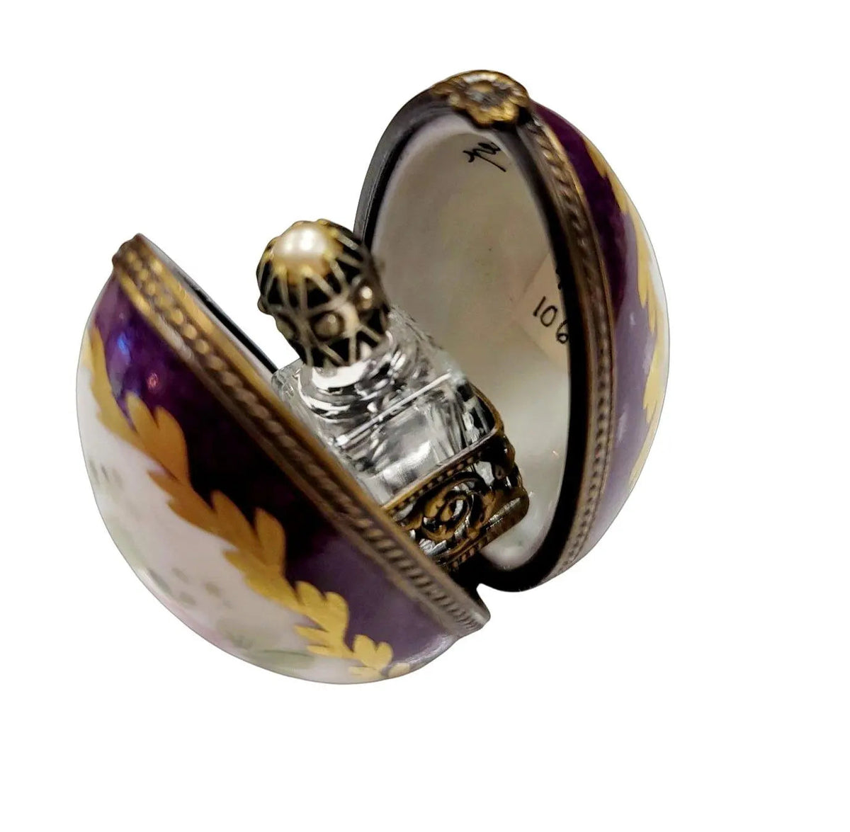 Purple Limoges Porcelain Egg Perfume Box for Collectors, view 8