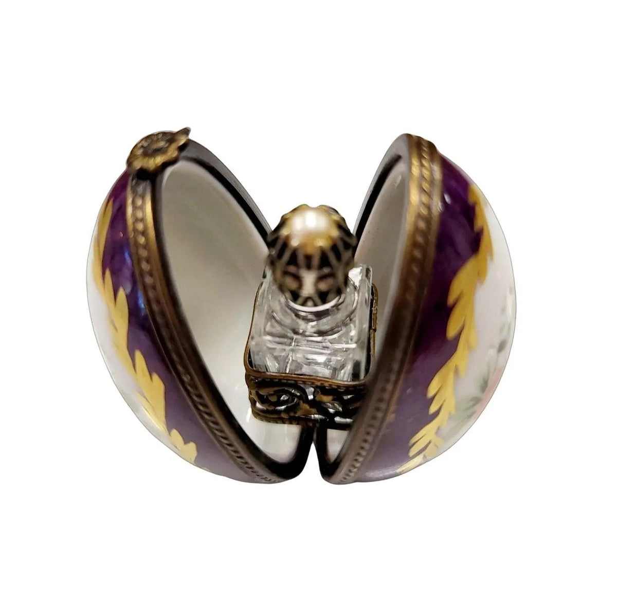 Purple Limoges Porcelain Egg Perfume Box for Collectors, view 9