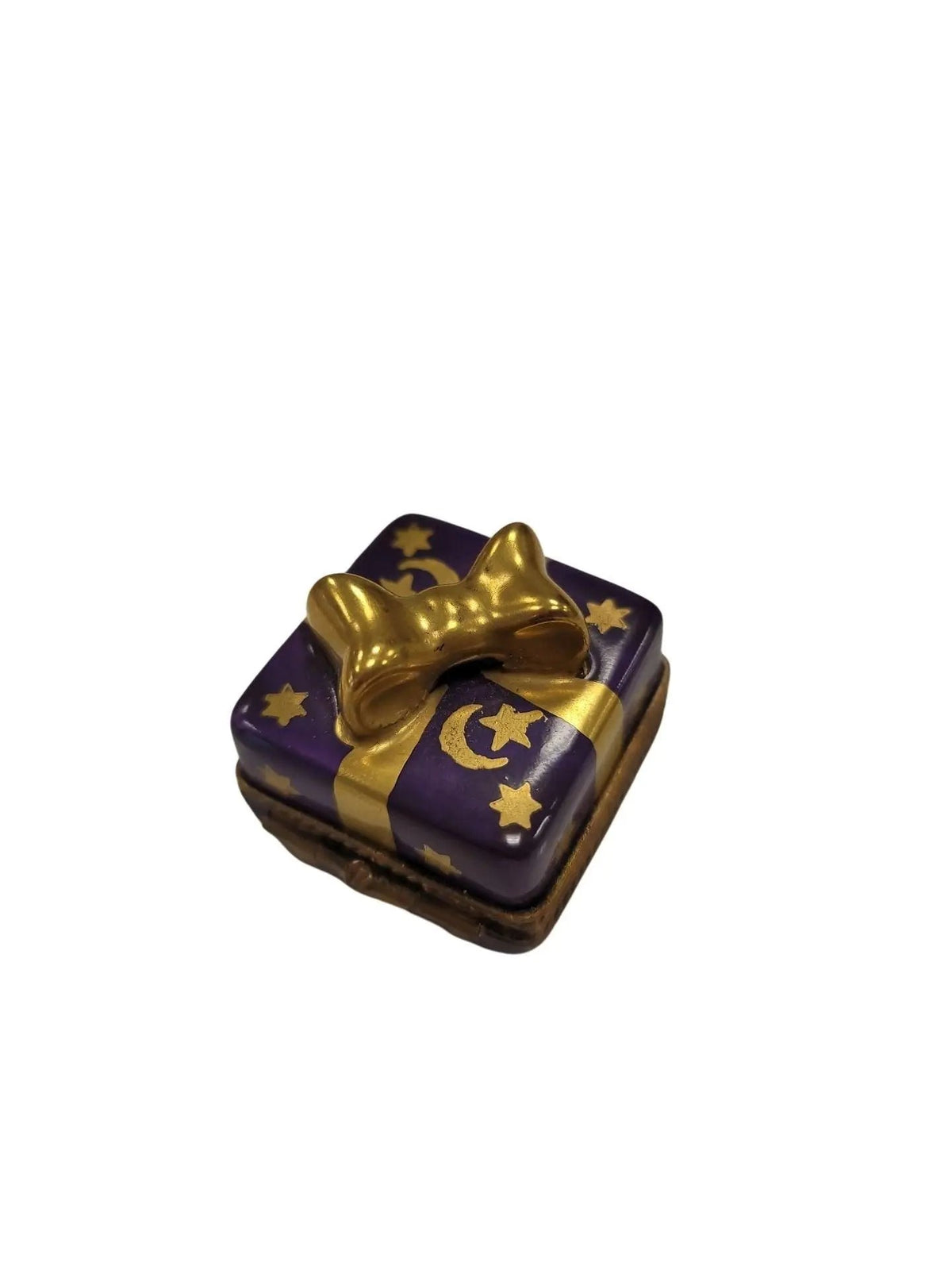 Purple Mini Moon Stars Present Limoges Box with Gold Bow, view 5