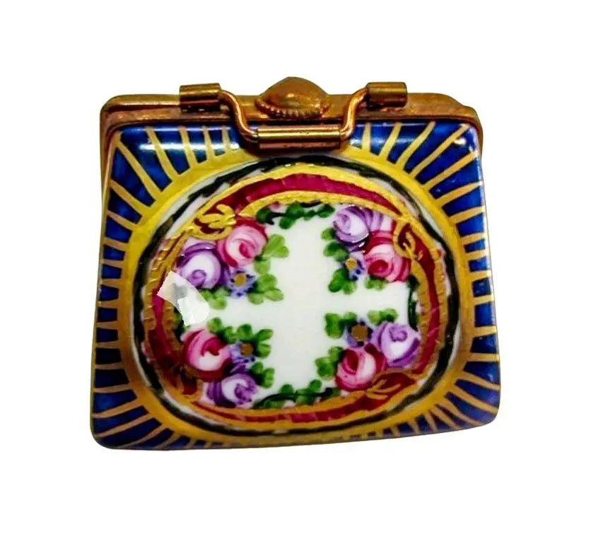 Purse Sevre Roses Porcelain Limoges Porcelain Art Object Gift, a hand-painted Limoges porcelain gift