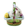 White Rabbit in Easter Basket w Wisteria Limoges Box, a hand-painted Limoges porcelain gift