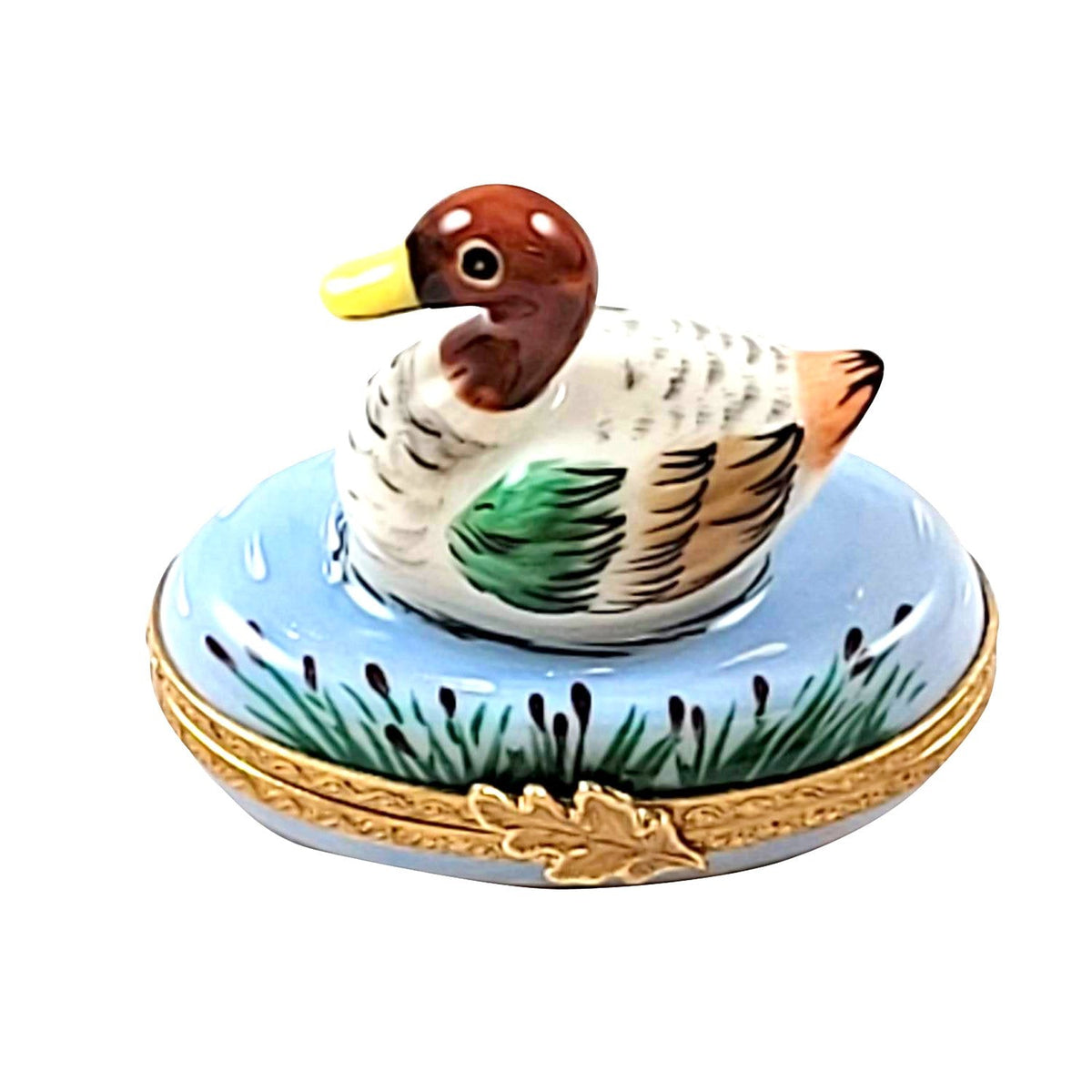 Mallard Duck Limoges Box Bird Lover Gift, a hand-painted Limoges porcelain gift