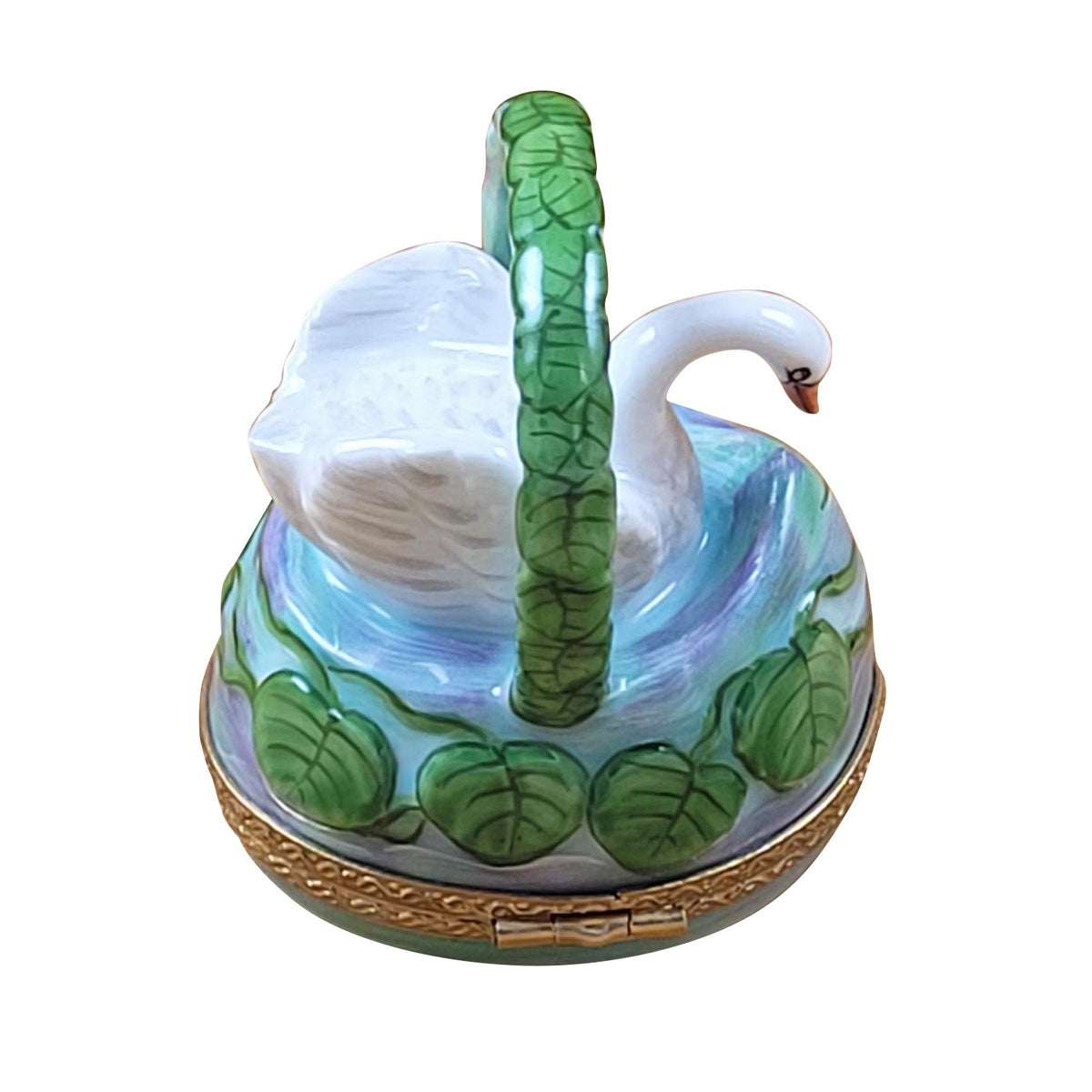 Monet White Swan in Basket Water Lilies Limoges Box, view 3