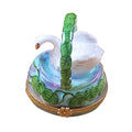 Monet White Swan in Basket Water Lilies Limoges Box, a hand-painted Limoges porcelain gift