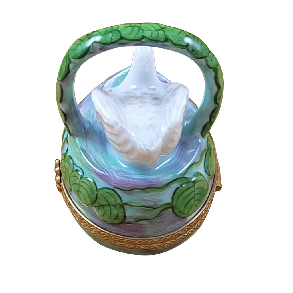 Monet White Swan in Basket Water Lilies Limoges Box, view 4