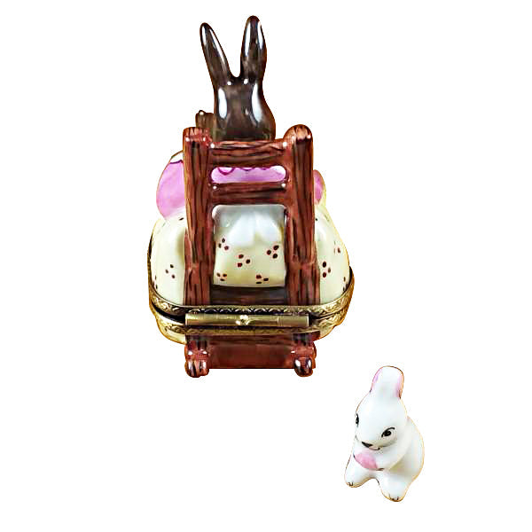 Mother Rabbit Rocking with Baby Limoges Box, view 2