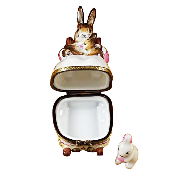 Mother Rabbit Rocking with Baby Limoges Box, view 3