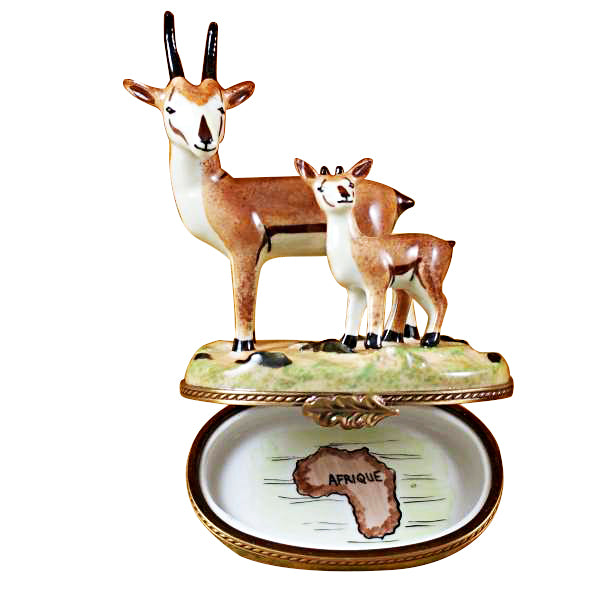 African Antelope with Baby Limoges Box for Wildlife Lovers, view 3