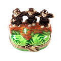 Genuine Rochard 3 Wise Monkeys Hear See Speak No Evil Limoges box painted by hand in France, from Limoges Boutique