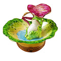 Frog Under Leaf Porcelain Figurine Limoges Box Gift, a hand-painted Limoges porcelain gift