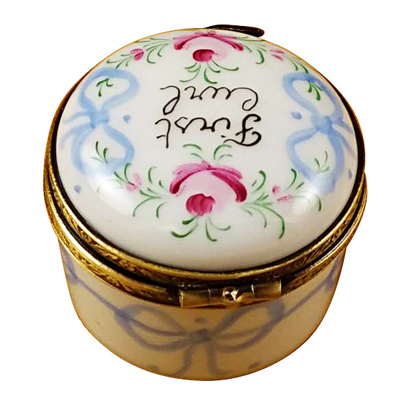 Round Blue First Curl Limoges Box Baby Keepsake Gift, view 3