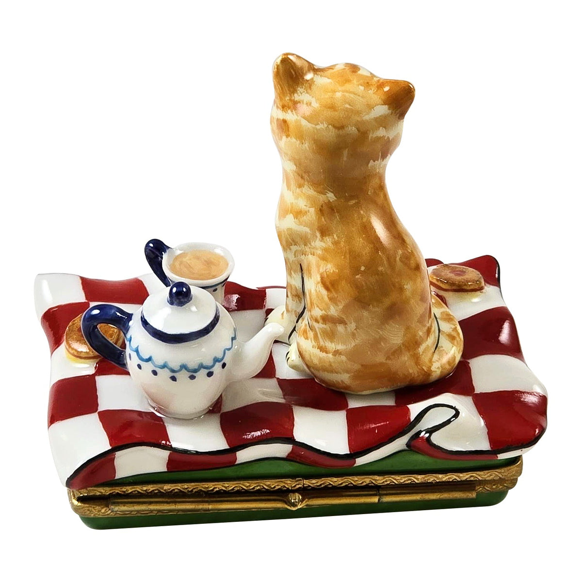 Orange Tabby Cat Lunch Limoges Box, view 3
