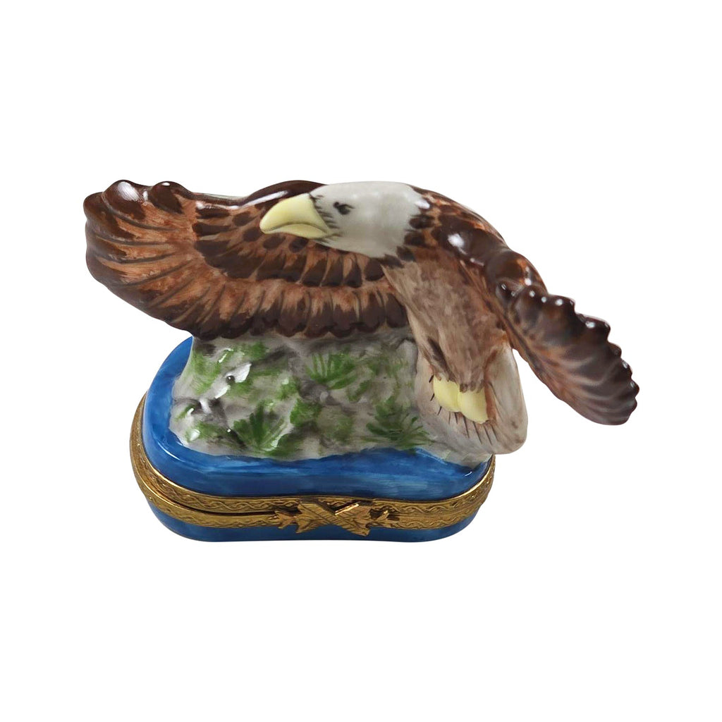 Bald Eagle Limoges Box for Nature Lovers, a hand-painted Limoges porcelain gift